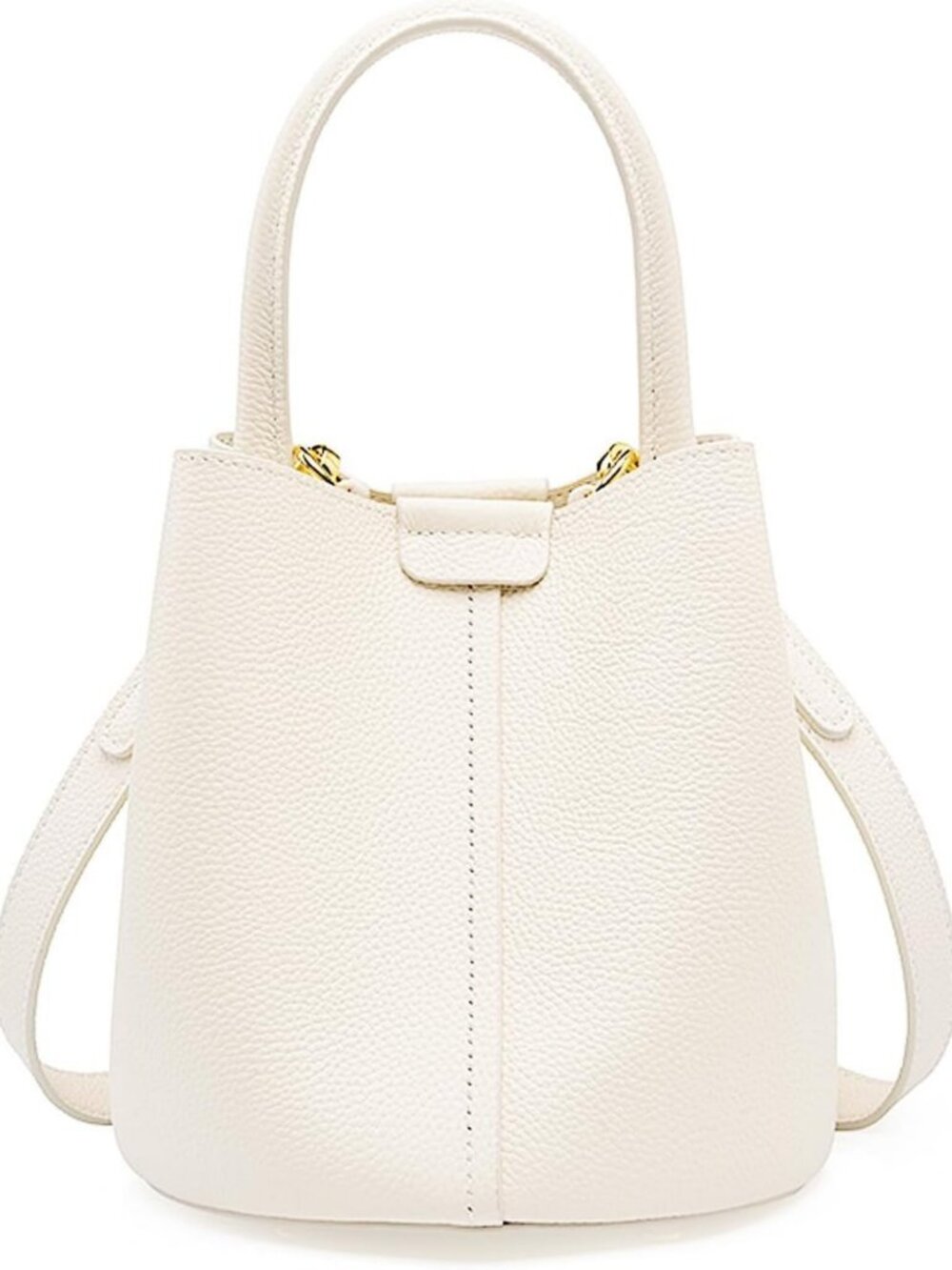 Stylish Genuine Leather Crossbody Bucket Bag for Women - Versatile Top Handle